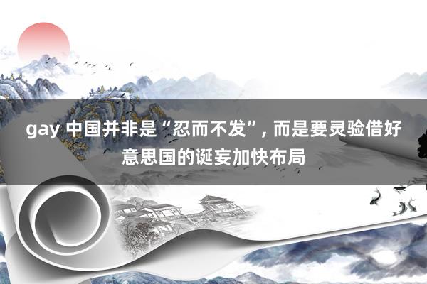 gay 中国并非是“忍而不发”， 而是要灵验借好意思国的诞妄加快布局