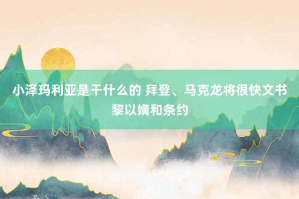 小泽玛利亚是干什么的 拜登、马克龙将很快文书黎以媾和条约